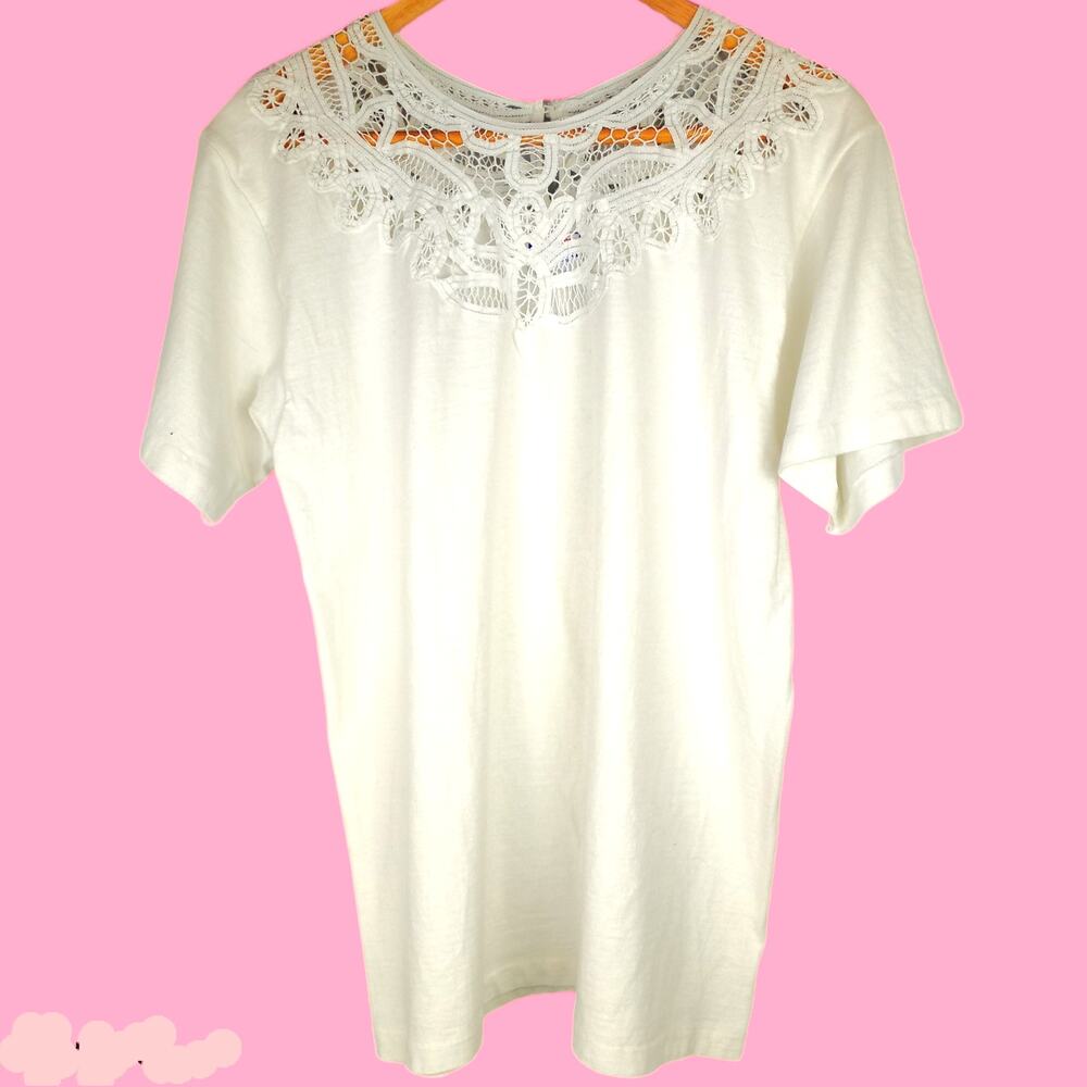 Guipure Lace Yoke Top~Handmade~M